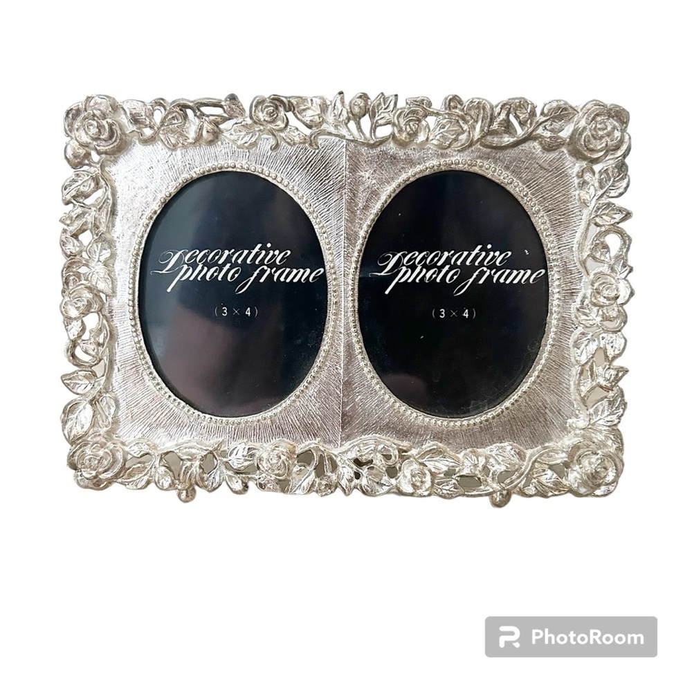 Vintage Steel Photo Frame fits 2- 3x4 photos Bundle & Save